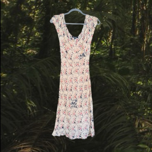 Vintage 90s Y2K Betsey Johnson New York Sheer Floral Milkmaid Slip Dress